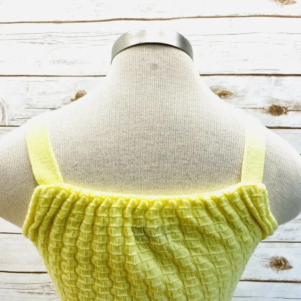 Women Sleeveless Pull Over 100% Acrylic Fiber Yellow Knitted Top Size Small Qua - Picture 9 of 12